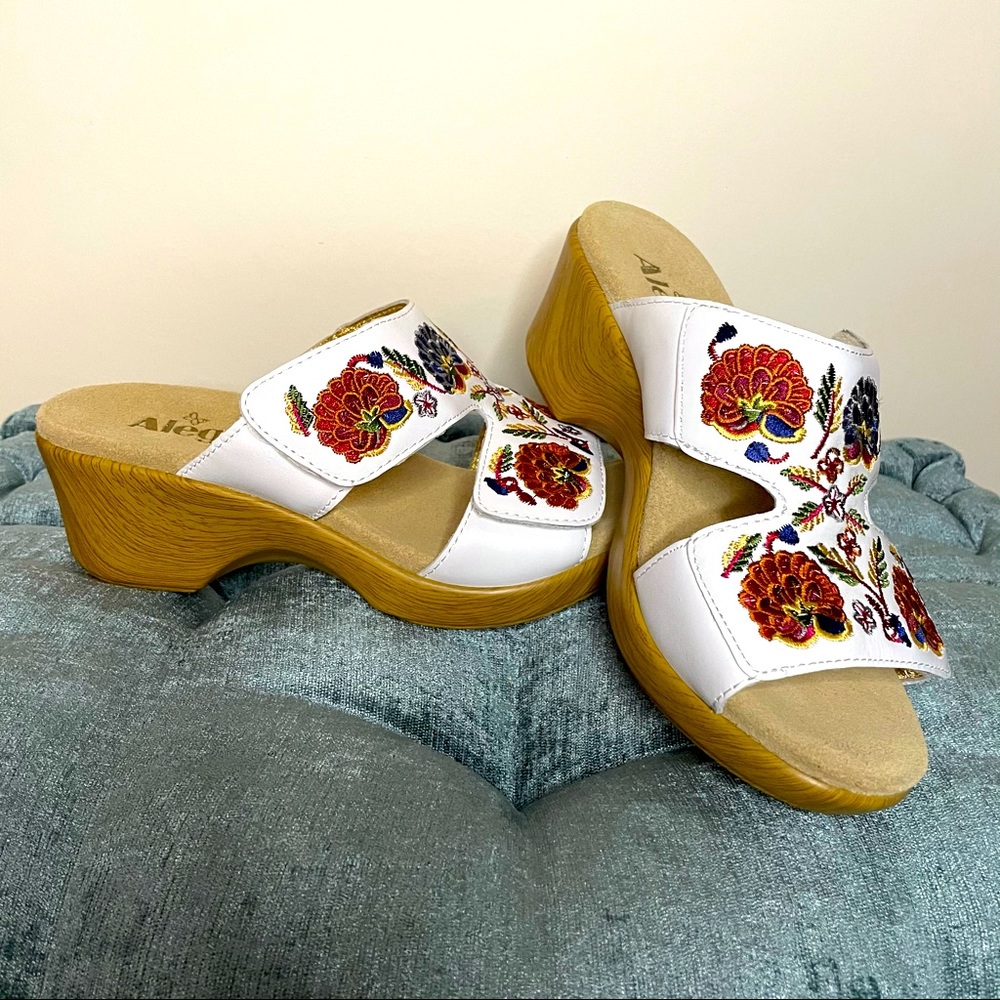 Alegria White Floral Needles and Pins Sandals